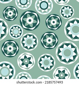 Seamless pattern with geometric aboriginal ornament. Ethnic tribal rounded color background. Afican, australian motiph. Dots painting. Vector illustration, template design for cloth, card, fabric.