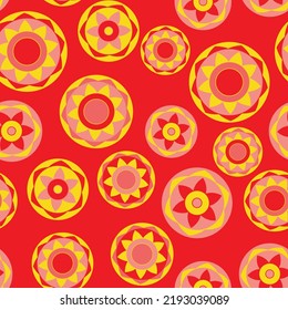 Patrón sin foco con ornamento aborigen geométrico. Fondo étnico tribal de color redondeado. Motiph australiano. Pintura de puntos. Ilustración vectorial, diseño de plantilla para tela, tarjeta, tela.