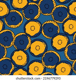 Seamless pattern with geometric aboriginal ornament. Ethnic tribal rounded color background. Afican, australian motiph. Dots painting. Vector illustration, template design for cloth, card, fabric.