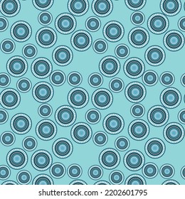 Seamless pattern with geometric aboriginal ornament. Ethnic tribal rounded color background. Afican, australian motiph. Dots painting. Vector illustration, template design for cloth, card, fabric.