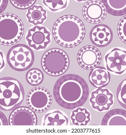Seamless pattern with geometric aboriginal ornament. Ethnic tribal rounded color background. Afican, australian motiph. Dots painting. Vector illustration, template design for cloth, card, fabric.