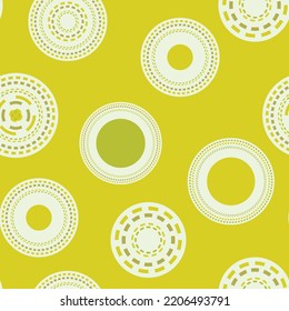 Seamless pattern with geometric aboriginal ornament. Ethnic tribal rounded color background. Afican, australian motiph. Dots painting. Vector illustration, template design for cloth, card, fabric.