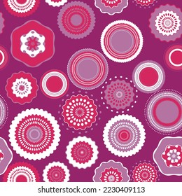 Seamless pattern with geometric aboriginal ornament. Ethnic tribal rounded color background. Afican, australian motiph. Dots painting. Vector illustration, template design for cloth, card, fabric.