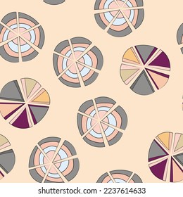 Seamless pattern with geometric aboriginal ornament. Ethnic tribal rounded color background. Afican, australian motiph. Dots painting. Vector illustration, template design for cloth, card, fabric.