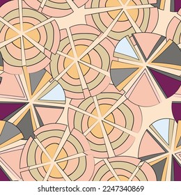 Seamless pattern with geometric aboriginal ornament. Ethnic tribal rounded color background. Afican, australian motiph. Dots painting. Vector illustration, template design for cloth, card, fabric.