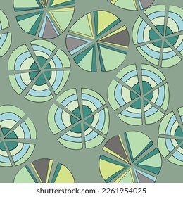 Seamless pattern with geometric aboriginal ornament. Ethnic tribal rounded color background. Afican, australian motiph. Dots painting. Vector illustration, template design for cloth, card, fabric.