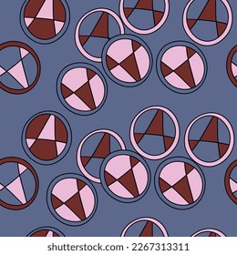 Seamless pattern with geometric aboriginal ornament. Ethnic tribal rounded color background. Afican, australian motiph. Dots painting. Vector illustration, template design for cloth, card, fabric.