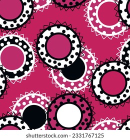 Seamless pattern with geometric aboriginal ornament. Ethnic tribal rounded color background. Afican, australian motiph. Dots painting. Vector illustration, template design for cloth, card, fabric.