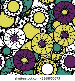 Seamless pattern with geometric aboriginal ornament. Ethnic tribal rounded color background. Afican, australian motiph. Dots painting. Vector illustration, template design for cloth, card, fabric.