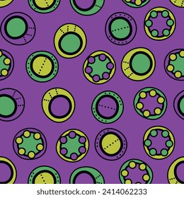 Seamless pattern with geometric aboriginal ornament. Ethnic tribal rounded color background. Afican, australian motiph. Dots painting. Vector illustration, template design for cloth, card, fabric.