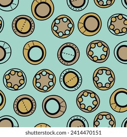 Seamless pattern with geometric aboriginal ornament. Ethnic tribal rounded color background. Afican, australian motiph. Dots painting. Vector illustration, template design for cloth, card, fabric.