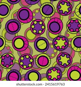 Seamless pattern with geometric aboriginal ornament. Ethnic tribal rounded color background. Afican, australian motiph. Dots painting. Vector illustration, template design for cloth, card, fabric.