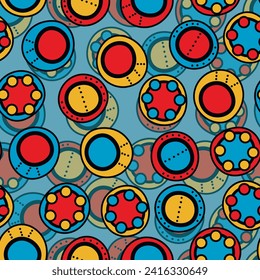 Seamless pattern with geometric aboriginal ornament. Ethnic tribal rounded color background. Afican, australian motiph. Dots painting. Vector illustration, template design for cloth, card, fabric.