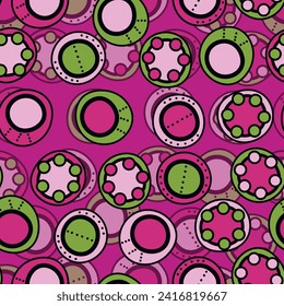 Seamless pattern with geometric aboriginal ornament. Ethnic tribal rounded color background. Afican, australian motiph. Dots painting. Vector illustration, template design for cloth, card, fabric.