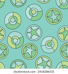 Nahtloses Muster mit geometrischem aborigem Ornament. Ethnischer Stamm, gerundeter Farbhintergrund. Afikaner, australischer Motiph. Dots-Malerei. Vektorgrafik, Vorlagendesign für Tuch, Karte, Stoff.