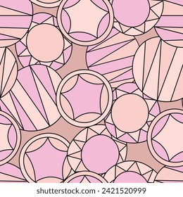 Seamless pattern with geometric aboriginal ornament. Ethnic tribal rounded color background. Afican, australian motiph. Dots painting. Vector illustration, template design for cloth, card, fabric.