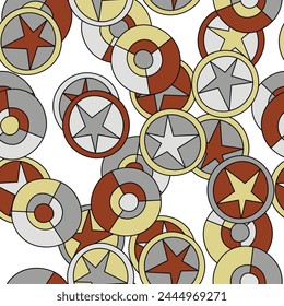 Seamless pattern with geometric aboriginal ornament. Ethnic tribal rounded color background. Afican, australian motiph. Dots painting. Vector illustration, template design for cloth, card, fabric.