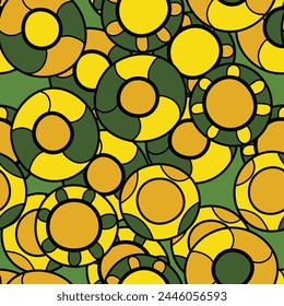 Seamless pattern with geometric aboriginal ornament. Ethnic tribal rounded color background. Afican, australian motiph. Dots painting. Vector illustration, template design for cloth, card, fabric.
