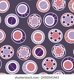 Seamless pattern with geometric aboriginal ornament. Ethnic tribal rounded color background. Afican, australian motiph. Dots painting. Vector illustration, template design for cloth, card, fabric.