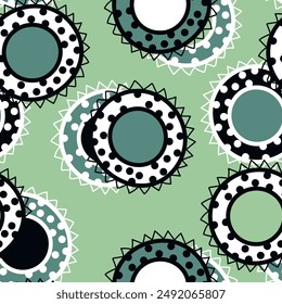 Seamless pattern with geometric aboriginal ornament. Ethnic tribal rounded color background. Afican, australian motiph. Dots painting. Vector illustration, template design for cloth, card, fabric.