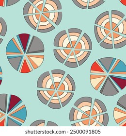 Seamless pattern with geometric aboriginal ornament. Ethnic tribal rounded color background. Afican, australian motiph. Dots painting. Vector illustration, template design for cloth, card, fabric.