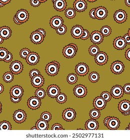 Seamless pattern with geometric aboriginal ornament. Ethnic tribal rounded color background. Afican, australian motiph. Dots painting. Vector illustration, template design for cloth, card, fabric.