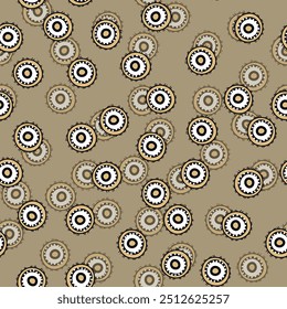 Seamless pattern with geometric aboriginal ornament. Ethnic tribal rounded color background. Afican, australian motiph. Dots painting. Vector illustration, template design for cloth, card, fabric.