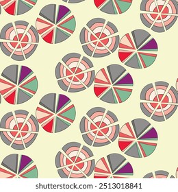 Patrón sin fisuras con adorno aborigen geométrico. Fondo de color redondeado tribal étnico. Motivo africano, australiano. Pintura de puntos. Ilustración vectorial, diseño de la Plantilla para el paño, tarjeta, tela.