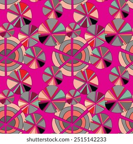 Seamless pattern with geometric aboriginal ornament. Ethnic tribal rounded color background. Afican, australian motiph. Dots painting. Vector illustration, template design for cloth, card, fabric.