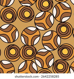 Seamless pattern with geometric aboriginal ornament. Ethnic tribal rounded color background. Afican, australian motiph. Dots painting. Vector illustration, template design for cloth, card, fabric.