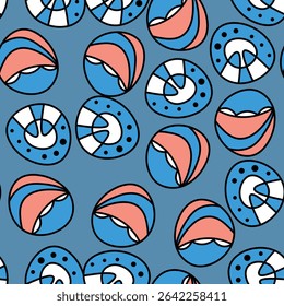 Seamless pattern with geometric aboriginal ornament. Ethnic tribal rounded color background. Afican, australian motiph. Dots painting. Vector illustration, template design for cloth, card, fabric.