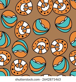 Seamless pattern with geometric aboriginal ornament. Ethnic tribal rounded color background. Afican, australian motiph. Dots painting. Vector illustration, template design for cloth, card, fabric.