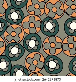 Seamless pattern with geometric aboriginal ornament. Ethnic tribal rounded color background. Afican, australian motiph. Dots painting. Vector illustration, template design for cloth, card, fabric.