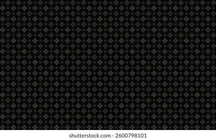 Seamless pattern with geometric abstract broken square flowers in blue and brown on black background. Vector illustration, for masculine shirt lady dress cloth textile cover wallpaper decoration  