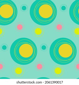 Seamless pattern, geometric abstract circle yellow green, vector illustration for textile, wallpaper and wrapping paper