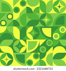 Seamless Pattern Geometric Abstract Ornament Mosaic Decorative Background Vector Green Yellow. SSTKabstract स्टॉक वेक्टर