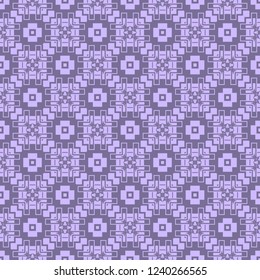 Seamless pattern of geometric abstract shapes in violet colors. Vector illustration, can be used for textiles, wallpaper and wrapping paper.