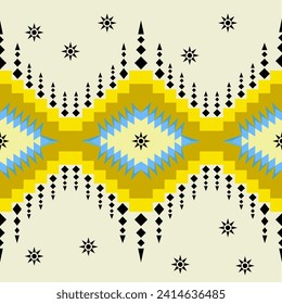 Seamless pattern. Geometric Aztec style. Mosaic on the tile. Ethnic carpet. Ethnic pattern. Colorful devil's eye amulet fabric pattern.