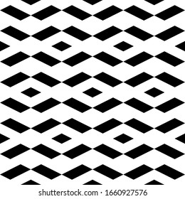 Seamless pattern. Geometric backdrop. Ethnic wallpaper. Rhombuses, parallelograms ornament. Simple shapes background. Folk motif. Digital paper, textile print, web design, abstract. Vector artwork.