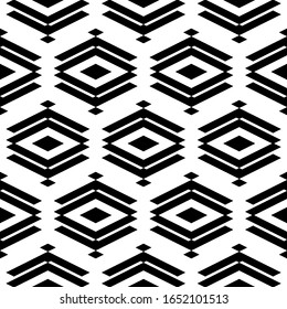 Seamless pattern. Geometric backdrop. Rhombuses, figures ornament. Polygons motif. Simple shapes background. Ethnic wallpaper. Digital paper, textile print, web design, abstract. Vector artwork.