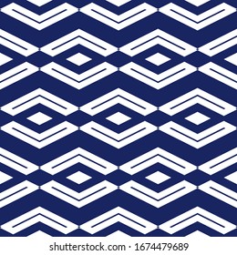 Seamless pattern. Geometric backdrop. Rhombuses, chevrons ornament. Ethnic wallpaper. Shapes background. Folk motif. Digital paper, textile print, web design, abstract illustration. Vector artwork.