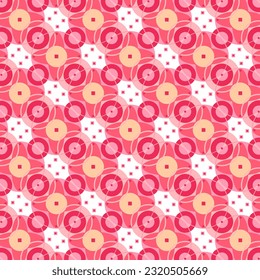 Seamless pattern Geometric seamless background pattern abstract sweet pink star and outline design pattern. Vintage abstract geometric on white background for prints, textile, wrapping, fabric.
