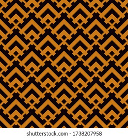 Seamless pattern. Geometric background. Curves, simple forms illustration. Brackets, diamonds, shapes wallpaper. Folk motif. Chevrons, rhombuses, figures ornament. Textile print, web design. Vector.