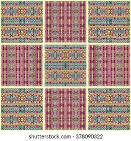 Seamless pattern geometric background in patchwork style. Tribal ethnic arabic indian ornament, vector illustration.