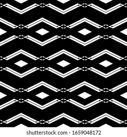 Seamless pattern. Geometric background. Rhombuses, chevrons, figures ornament. Ethnic wallpaper. Shapes backdrop. Folk motif. Digital paper, textile print, web design, abstract illustration. Vector.