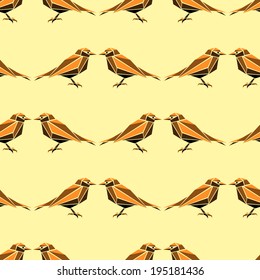 Seamless pattern with geometric birds