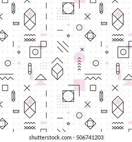 seamless pattern of geometric black and color elements