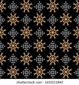 Seamless pattern, geometric. Black and gold color. Modern pattern background. Textile design texture. Wrapping paper design. Vector image.