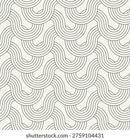 Seamless pattern. Geometric bold striped ornament. Stylish monochrome background. Vector repeating texture with winding ribbons