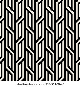 Seamless pattern with geometric bold zigzag. Endless stylish texture. Herringbone monochrome background. Striped rhythmic grid. Bold interlaced swatch.